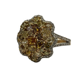 KALLATI (R) 14KY  3.35CT SI FNCY YW/WHT UNIQUE FASHION RING