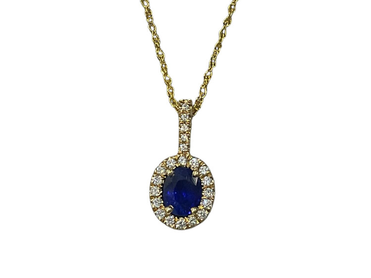 ROMAN + JULES (R) 14K .47SAPPH .10DIA SAPPHIRE & DIAMOND PENDANT YELLOW GOLD