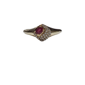 (Y) 14K .11CT DIA .22CT RUBY FASHION RING