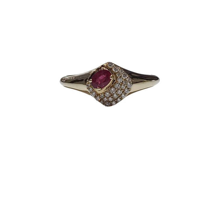 (Y) 14K .11CT DIA .22CT RUBY FASHION RING