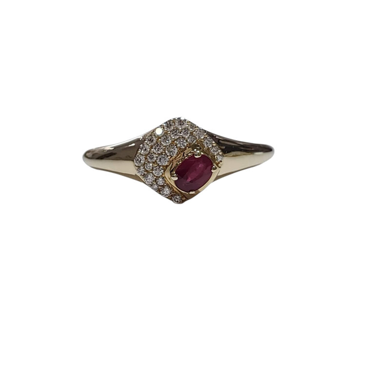 (Y) 14K .11CT DIA .22CT RUBY FASHION RING