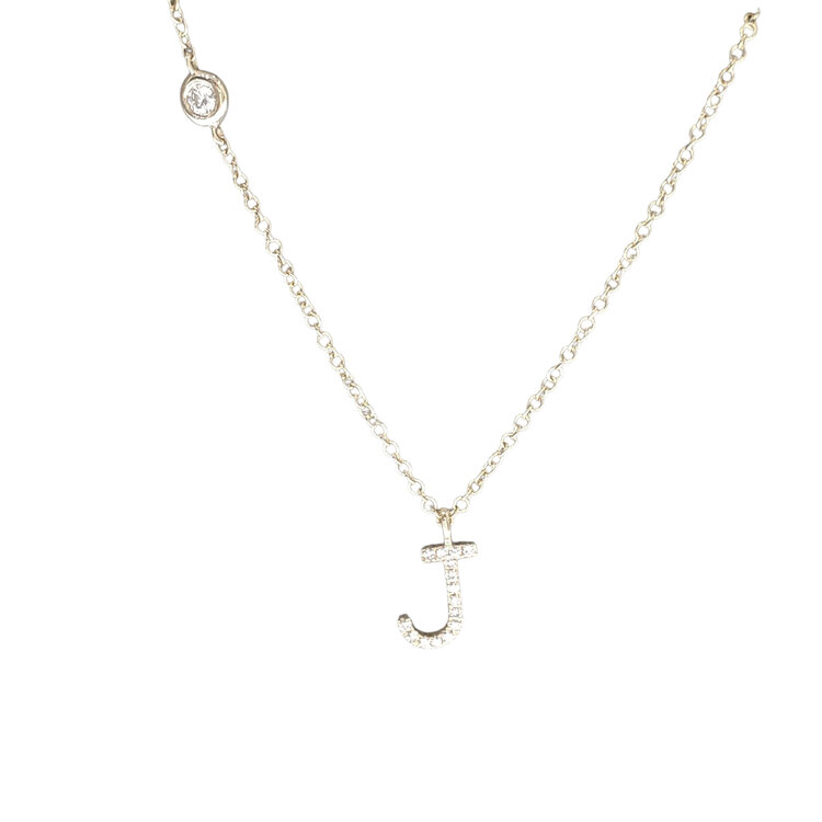 (Y) 14KY .O8CT DIA “J” DIAMOND BEZEL CHAIN