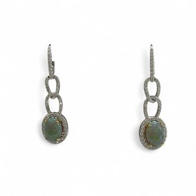 Gemdek (R)18K 4.21OP 1.38DIA  WHITE GOLD EARRINGS AAA AUS OPALS AND NATURAL DIAMONDS