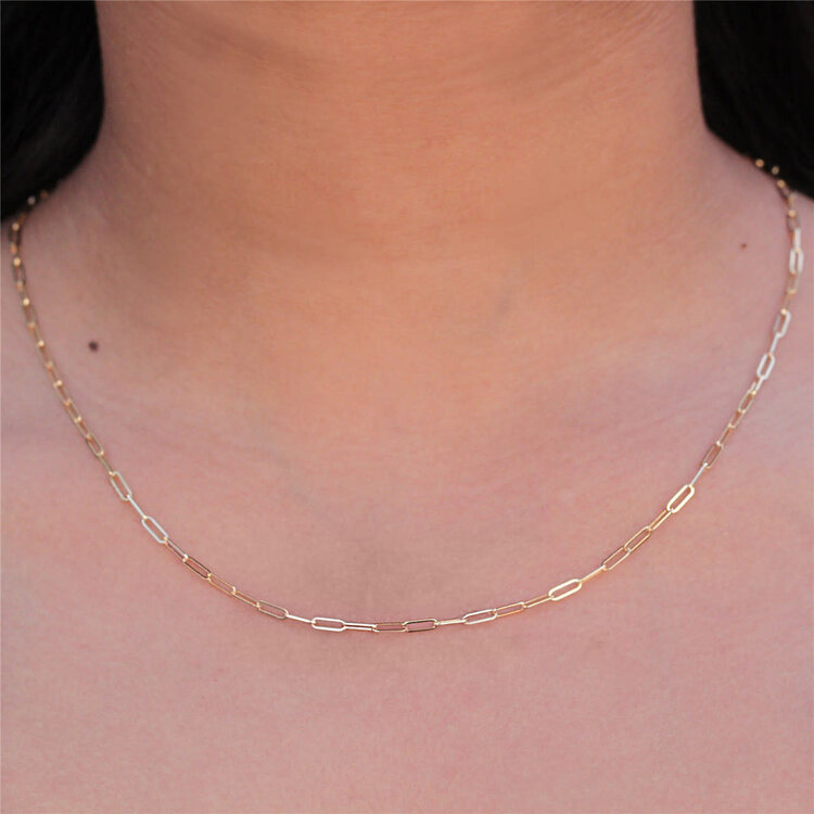 (Y) 14K 18’’ PAPERCLIP YELLOW GOLD CHAIN, 2.4 GRAMS