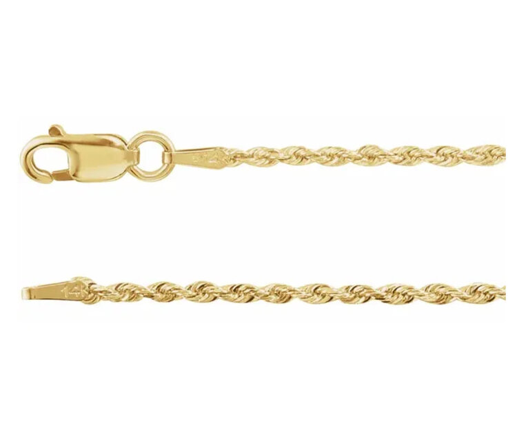 (R) 14KY 1MM ROPE CHAIN 16 INCH