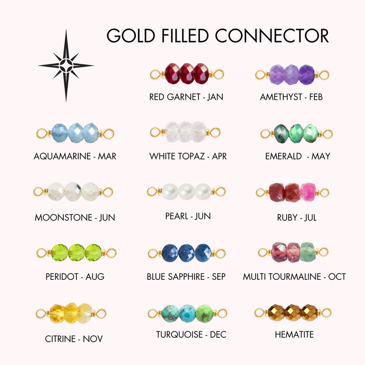SUNSTONE (Y) YGF NATURAL BIRTHSTONES, 14K Gold Filled Yellow Rock Candy Birthstone Connector