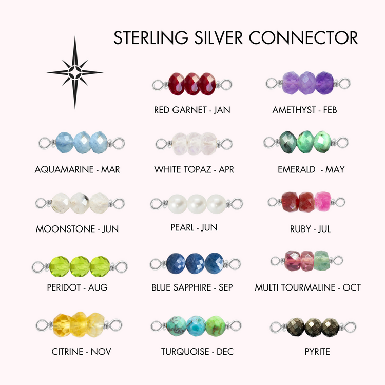 SUNSTONE (Y) 925 NATURAL BIRTHSTONES, 925 Sterling Silver Rock Candy Birthstone Connector