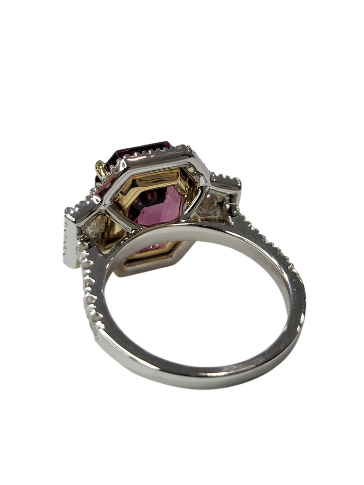 Gemdek (Y) 18K 7.56SPN 1.30DIA , 18K WHITE & YELLOW GOLD RING, 7.56CT GIA CERTIFIED PURPLE-PINK SPINEL #2235217127 & 1.30CTS OF VS1 F DIAMONDS