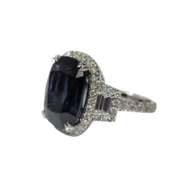 Gemdek (Y) 18K 12.57SPN 1.54DIA , 18K WHITE GOLD RING, GIA CERTIFIED 12.57CT COBALT SPINEL #2225440460, 1.54CT IN DIAMONDS VS1 F