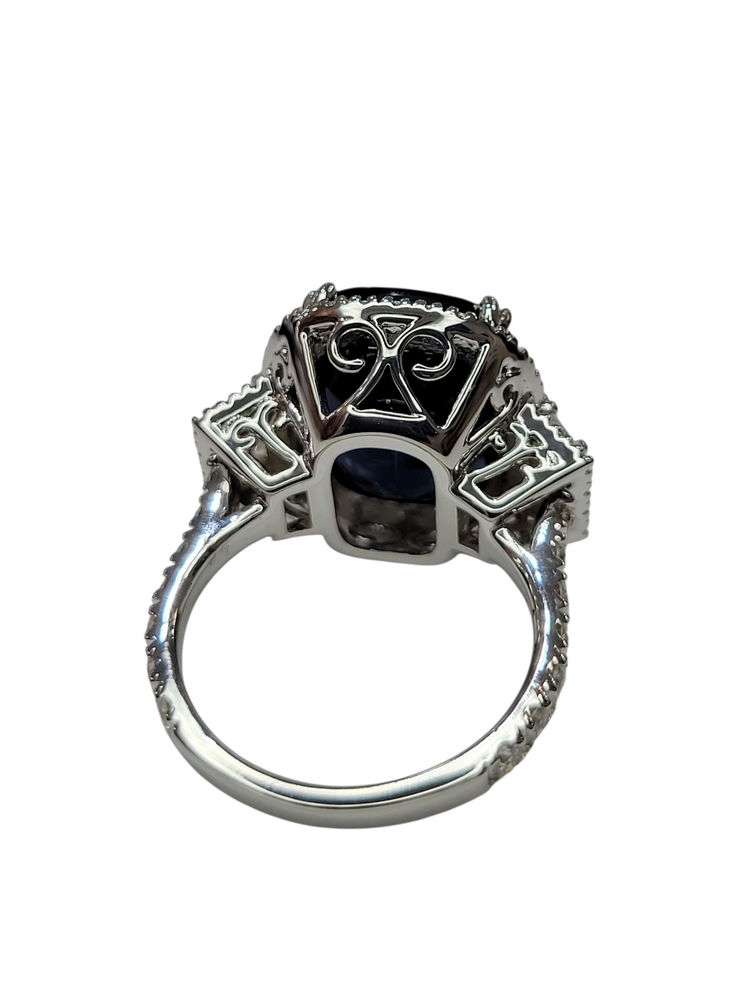 Gemdek (Y) 18K 12.57SPN 1.54DIA , 18K WHITE GOLD RING, GIA CERTIFIED 12.57CT COBALT SPINEL #2225440460, 1.54CT IN DIAMONDS VS1 F