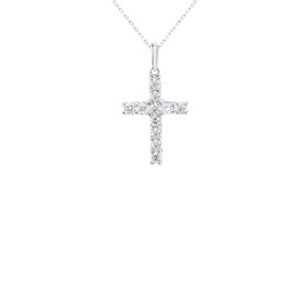 (Y) 14K .13CT 12 DIAMOND CROSS PENDENT 18INCH CABLE CHAIN