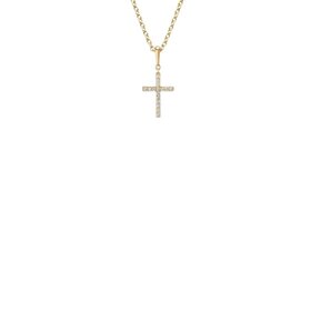 (Y) 14KY .35CT 12 DIAMOND CROSS PENDENT .50MM DIAMOND CUT 16INCH CHAIN