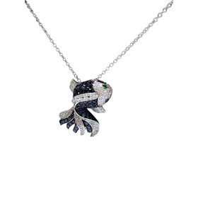 EFFY (X) 14K .31DIA .84GW , 14K WHITE GOLD “FISH” PENDANT WITH SAPPHIRE, DIAMONDS AND TSAVORITE STONES BY DESIGNER “EFFY”