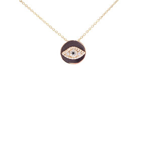EFFY (X) 14KR .05CT DIA EVIL EYE, 14K ROSE GOLD BLACK AND WHITE DIAMOND EVIL EYE PENDANT