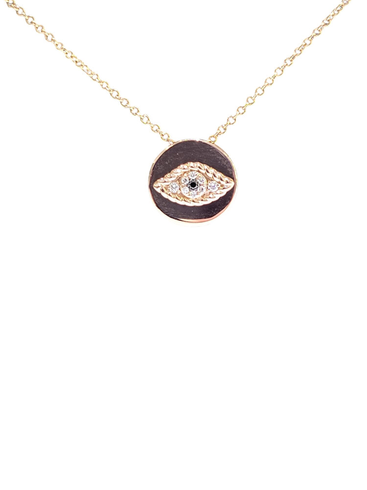 EFFY (X) 14KR .05CT DIA EVIL EYE, 14K ROSE GOLD BLACK AND WHITE DIAMOND EVIL EYE PENDANT