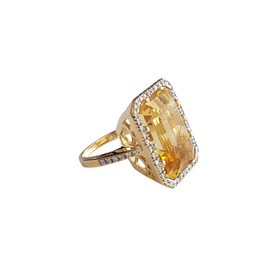 Ryan Gems Inc M(Y) 14K 22.00CT CITRINE .56CT DIAMOND ACCENTED RING