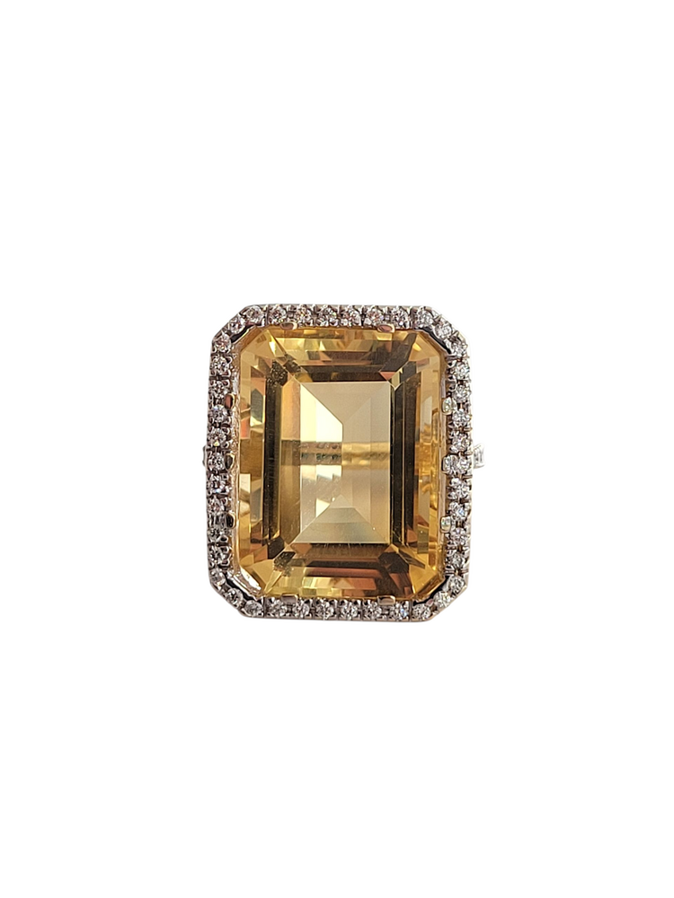 Ryan Gems Inc M(Y) 14K 22.00CT CITRINE .56CT DIAMOND ACCENTED RING
