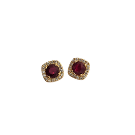 Ryan Gems Inc M(Y) 14KY 1.00CT RUBY .15CT DIAMOND HALO STUD EARRINGS