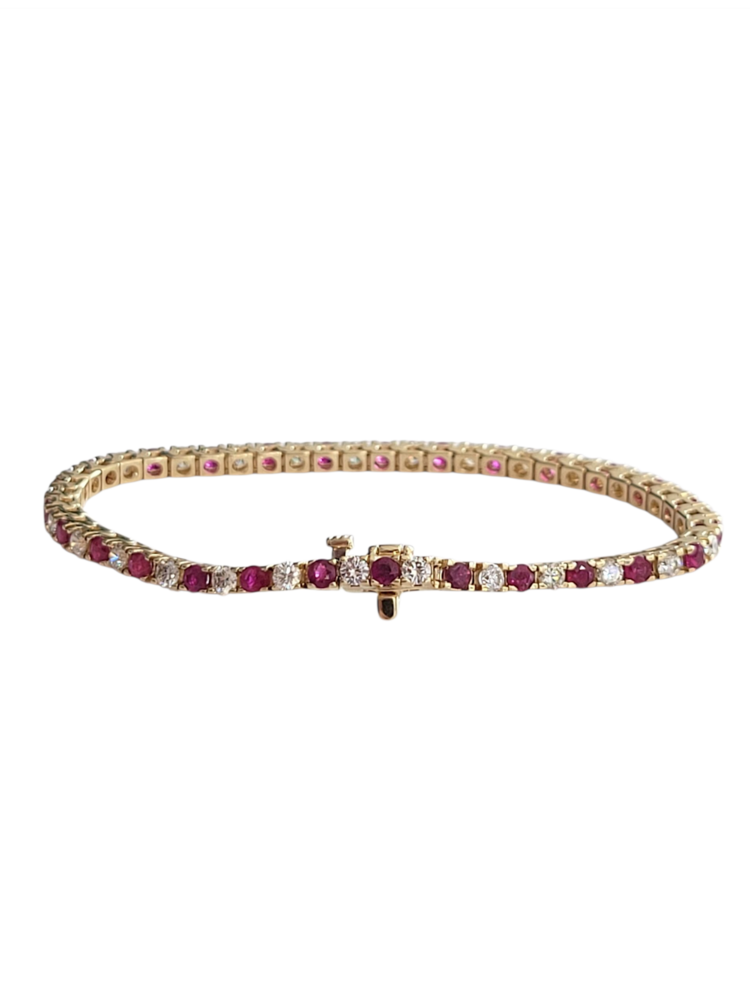 Ryan Gems Inc M(Y) 14KY 2.70CT RUBY 2.08CT DIAMOND TENNIS BRACELET