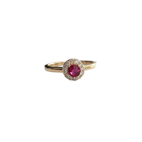 Ryan Gems Inc M(Y) 14KY .35CT RUBY .24CT DIAMOND HALO RING