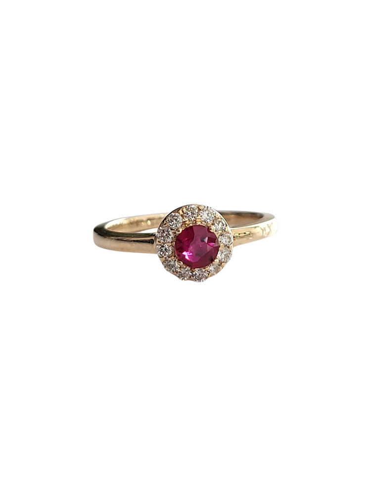 Ryan Gems Inc M(Y) 14KY .35CT RUBY .24CT DIAMOND HALO RING