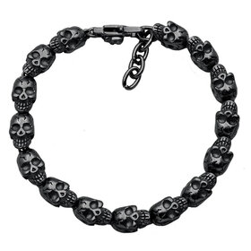Blackjack (R) MENS ADJUSTABLE BLACK STAINLESS STEEL SKULL BRACELET