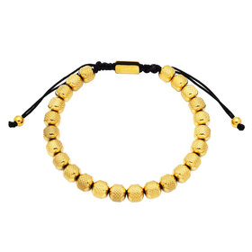 Blackjack (R) MENS 7MM GOLD PLATED STAINLESS STEEL BEAD DRAWSTRING BRACELET