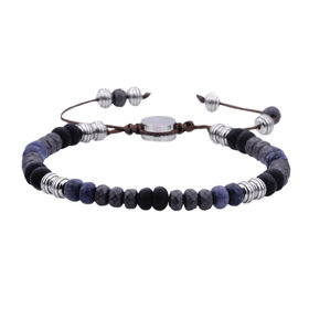 Blackjack (R) GENUINE HEMATITE STAINLESS STEEL BEADED BRACELET