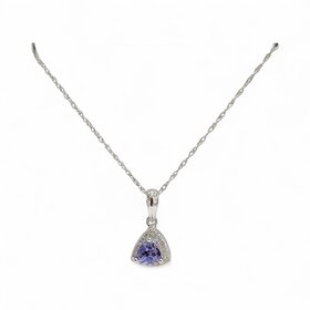 GBC (X)14K .20CT TANZ 0.80 GENUINE TANZANITE AND DIAMOND HALO PENDANT