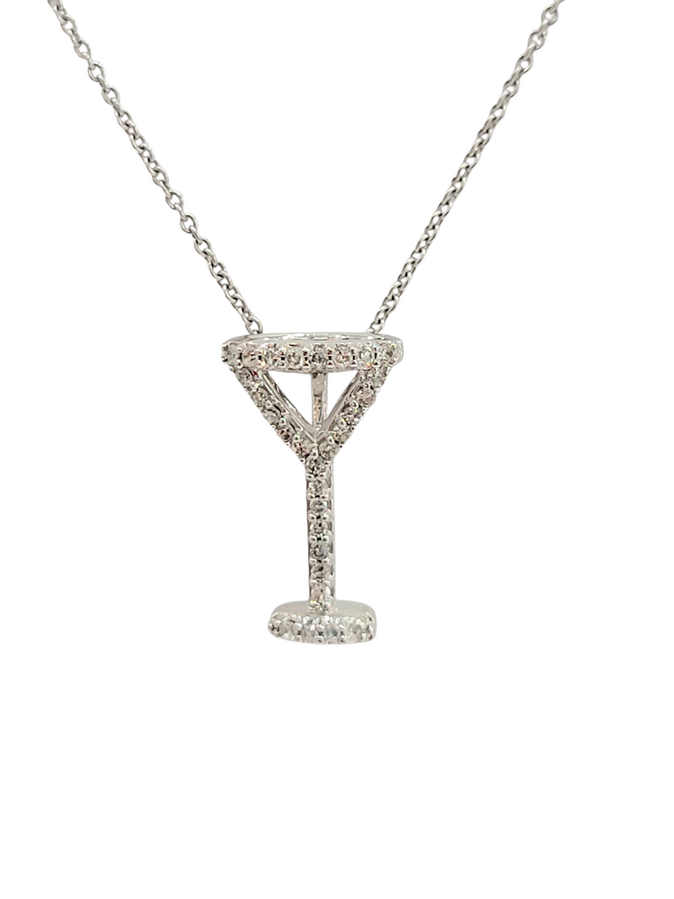 GBC (X)14K 0.125CT DIAMOND MARTINI GLASS PENDANT