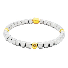 Blackjack (R) HEMATITE GOLD AND CZ BEADED BRACELET