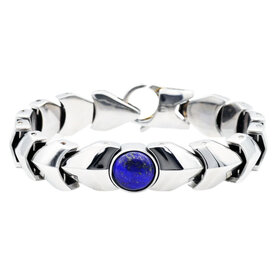 Blackjack (R) LAPIS LAZILI. AND SILVER STAINLESS STEEL BRACELET