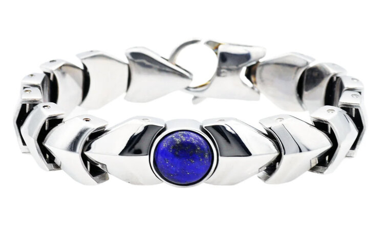 Blackjack (R) LAPIS LAZILI. AND SILVER STAINLESS STEEL BRACELET