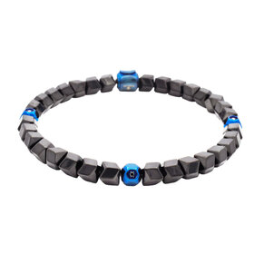 Blackjack (R)BLACK AND BLUE BEAD STAINLESS STEEL BRACELET