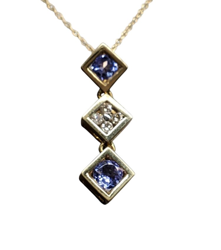 (Y) 14K TANZ AND DIA JOURNEY PENDANT