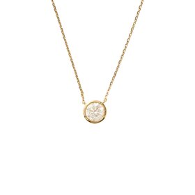 DS DESIGN (X) 14KY .30CT LAB VS1 E YELLOW GOLD BEZEL NECKLACE , LAB GROWN DIAMOND
