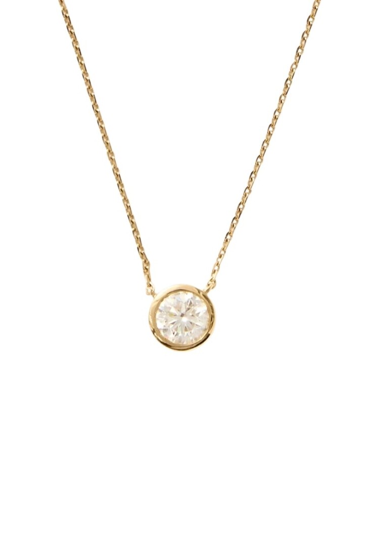 DS DESIGN (X) 14KY .30CT LAB VS1 E YELLOW GOLD BEZEL NECKLACE , LAB GROWN DIAMOND