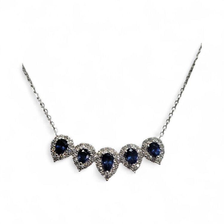 Ryan Gems Inc M(Y) 14K 1.05CT SAPPHIRE .46CT DIAMOND ACCENTED NECKLACE