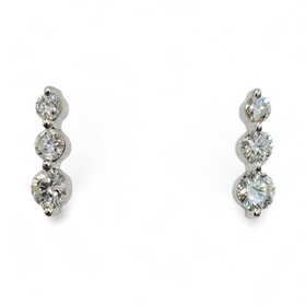 (Z) 925 .25CT THREE LAB GROWN DIAMOND JOURNEY EARRINGS