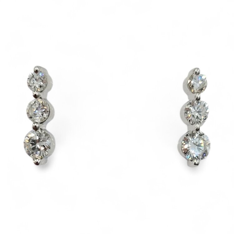 (Z) 925 .25CT THREE LAB GROWN DIAMOND JOURNEY EARRINGS