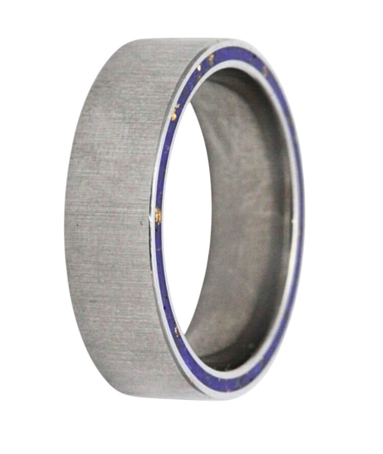 Heavy Stone (R) TITANIUM 7MM LAPIS CRUSHED AND GOLD LEAFLET SIDEVIEW