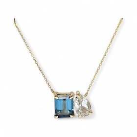 PARAGON COUTURE (R) 14KY 5.00CT BL/WHT TOPAZ NECKLACE
