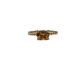PARAGON COUTURE (R) 14KY 1.10CT CITRINE .02CT DIAMOND PRONG ACCENTED ROPE DESIGN RING