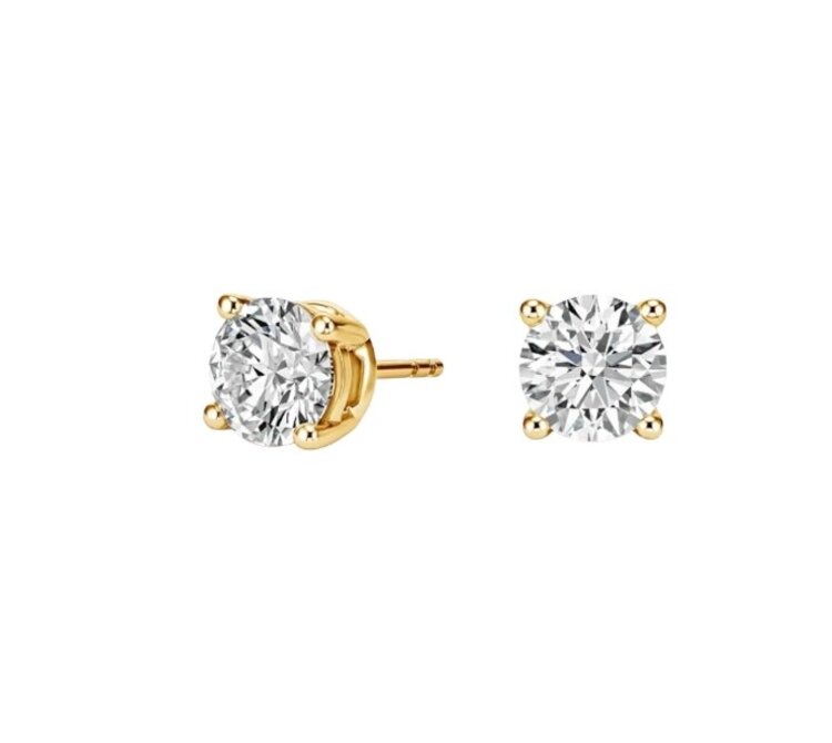 DS DESIGN (Y) 14KY 1.10CT LAB GROWN DIAMOND FOUR PRONG STUD EARRINGS