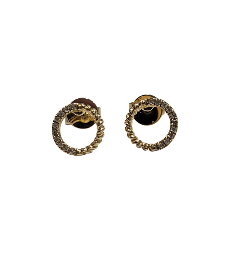 Daniels Jewels Art (Z) 14KY .04CT DECORATIVE CIRCLE STUD EARRINGS