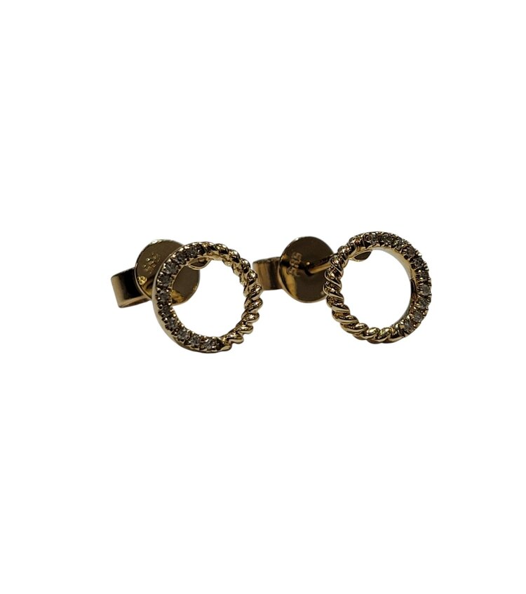 Daniels Jewels Art (Z) 14KY .04CT DECORATIVE CIRCLE STUD EARRINGS