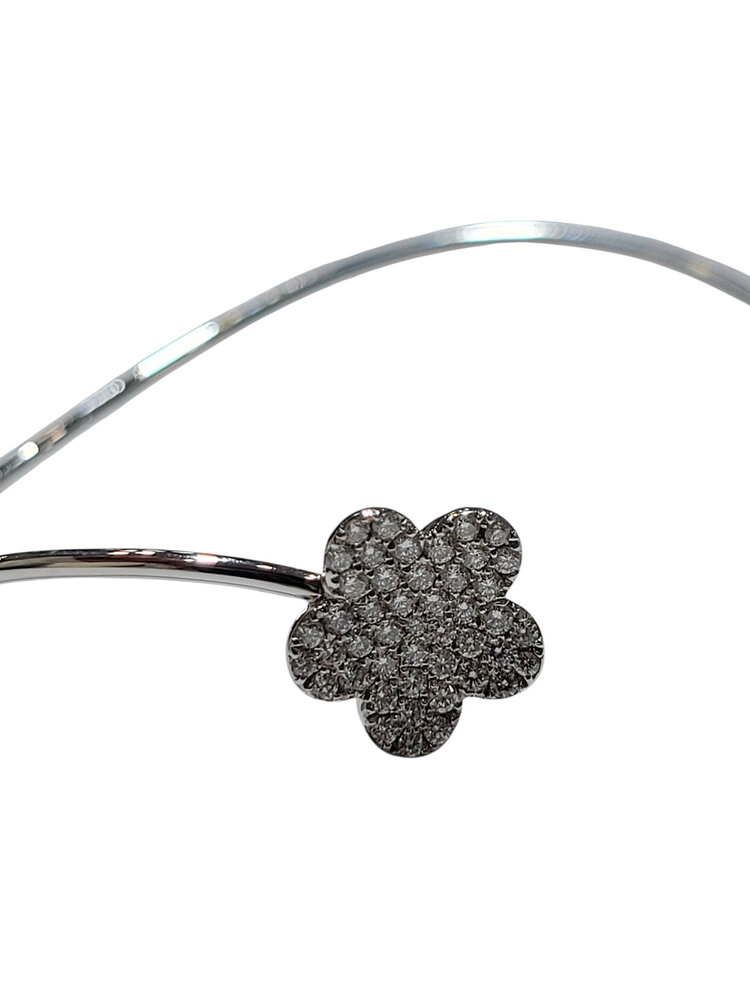 M(Y) 14KY 0.77CT DIAMOND FLOWER BANGLE BRACELET