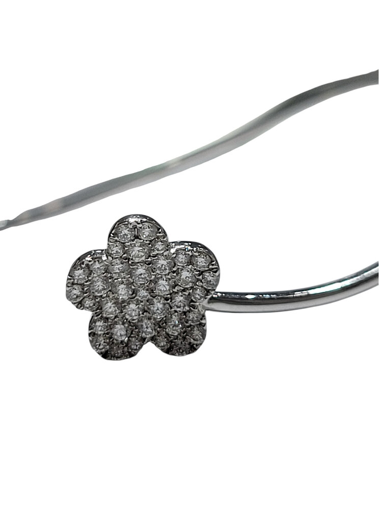M(Y) 14KY 0.77CT DIAMOND FLOWER BANGLE BRACELET