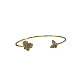 M(Y) 14KY 0.49CT DIAMOND BUTTERFLY BANGLE BRACELET