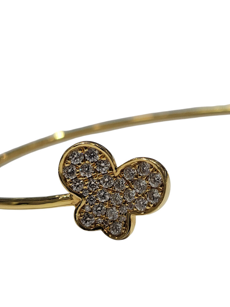 M(Y) 14KY 0.49CT DIAMOND BUTTERFLY BANGLE BRACELET